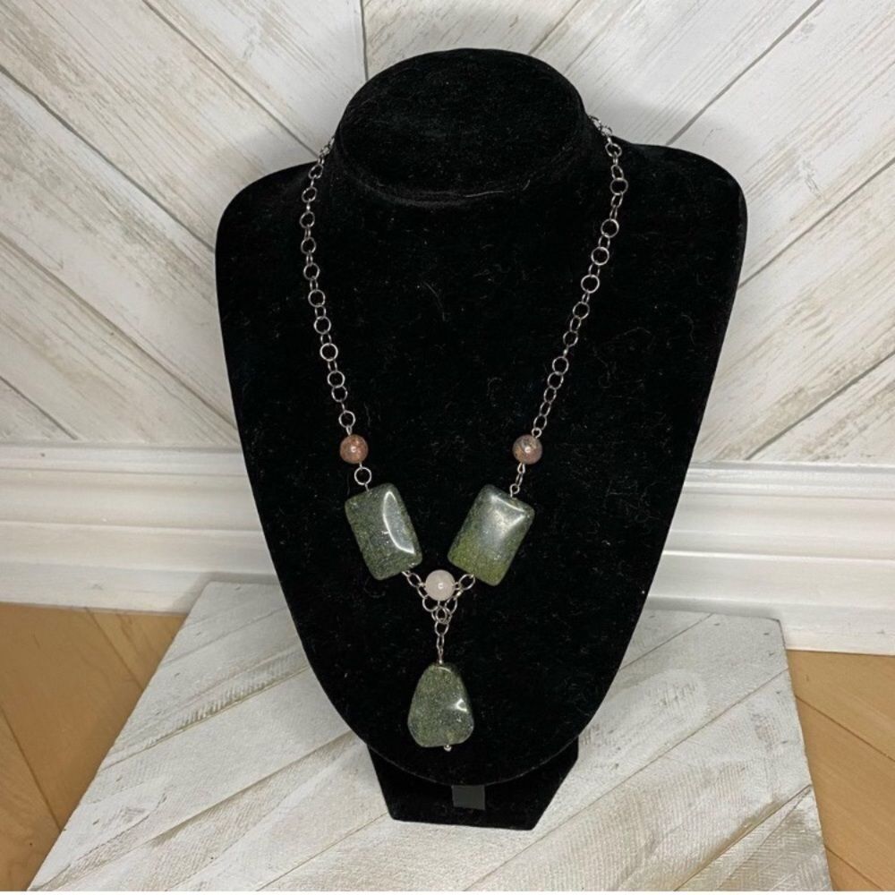 Jasper and quartz necklace